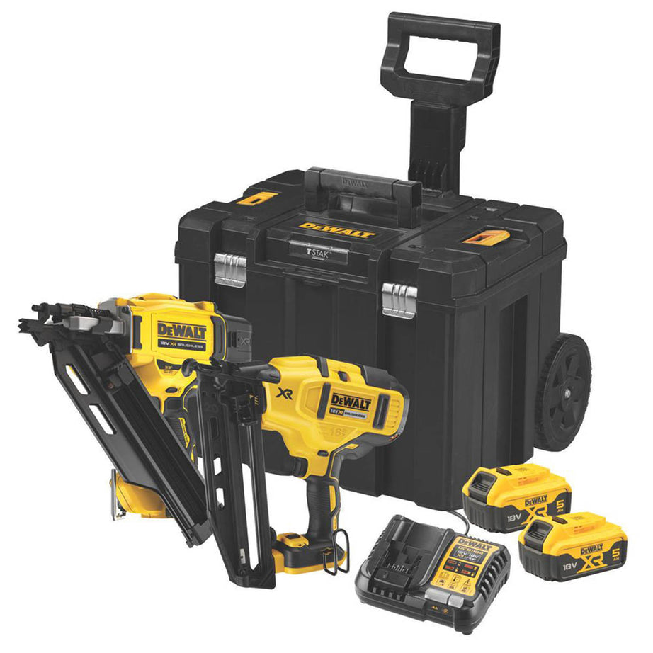 DeWalt Nailer Twin Pack Cordless 18V 2x5Ah Li-Ion DCK246P2T-GB Framing Finishing - Image 1