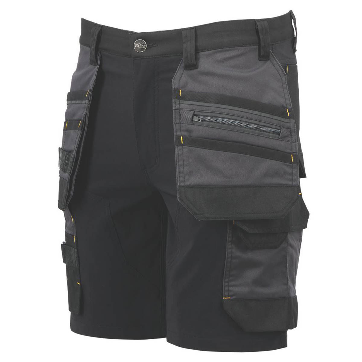 Site Mens Work Shorts Brochman Black Grey Stretch Holster Pockets Slim Fit 38" W - Image 1