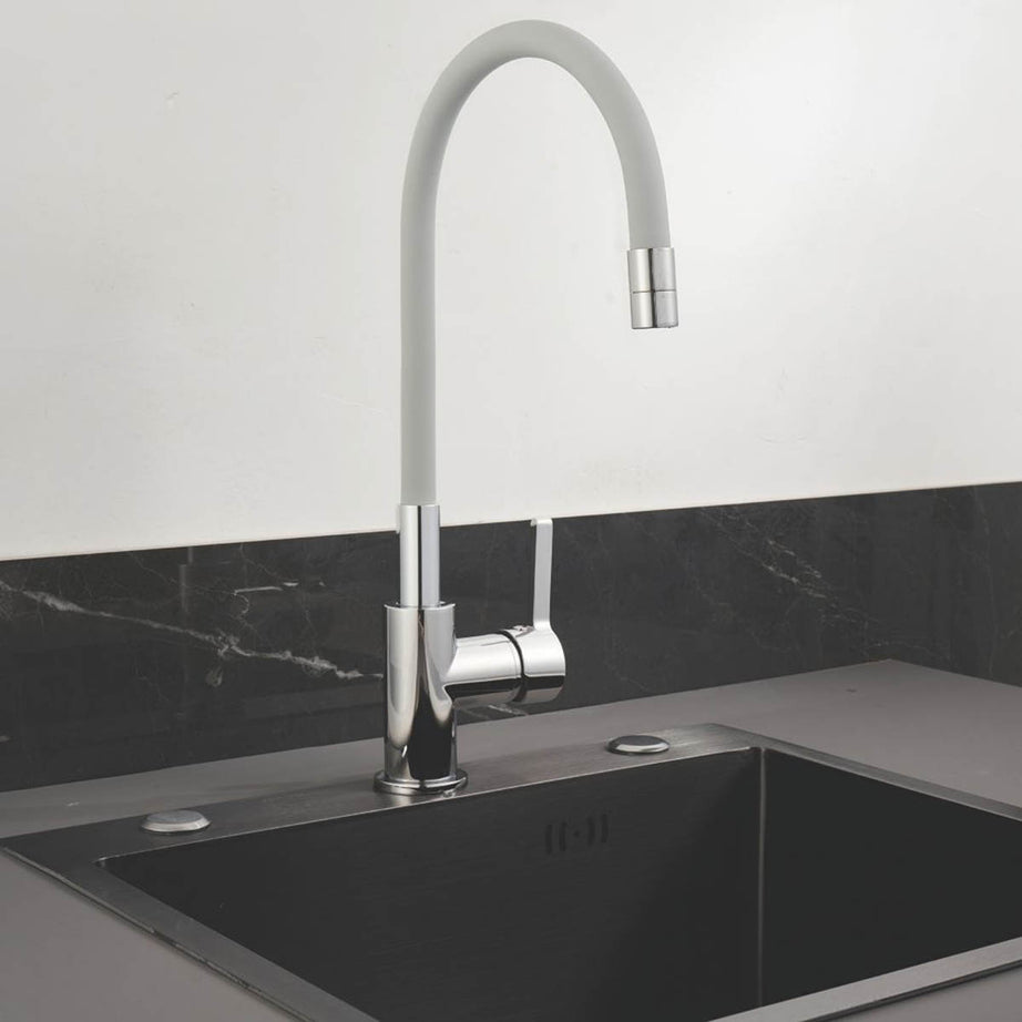 Kitchen Sink Tap Mono Mixer Chrome Pull Out Single Lever Swivel Spout Faucet - Image 2