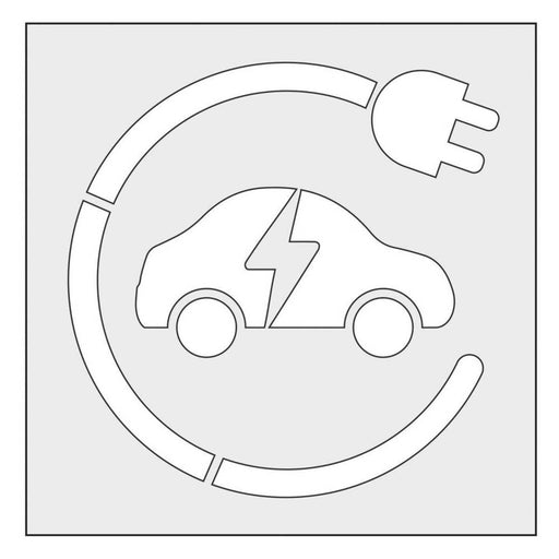 Floor Stencil Electric Vehicle Parking Symbol Charging Point Vinyl Self Adhesive - Image 1