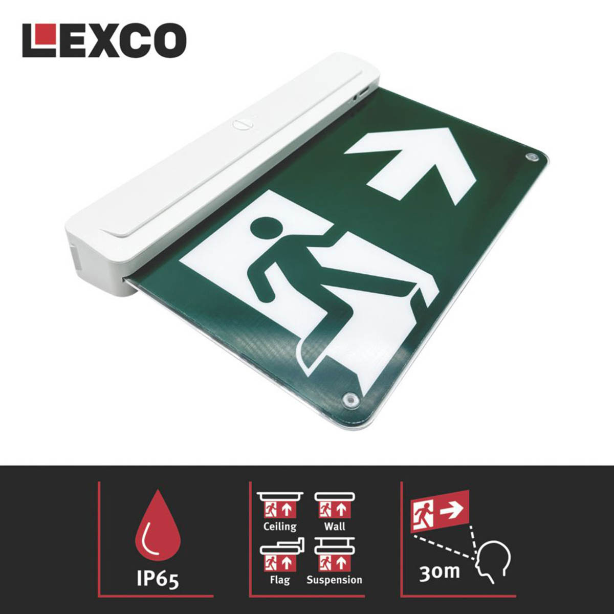 Lexco Emergency LED Exit Light Arrow Kit Maintained or Non-Maintained 2.2W 20lm - Image 3