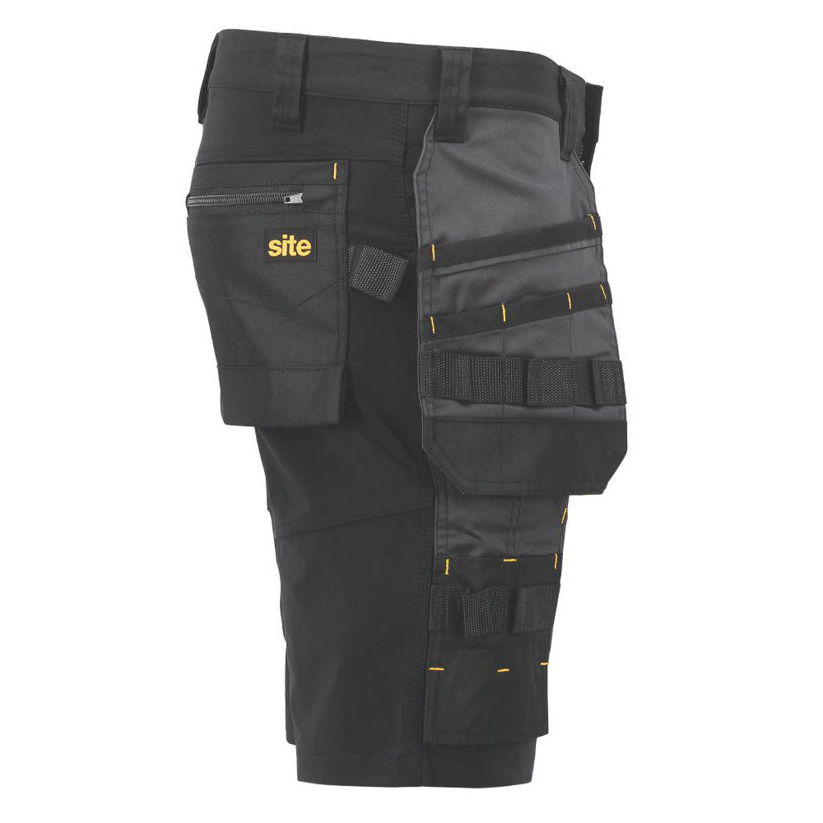 Site Mens Work Shorts Black Grey Holster Pockets Slim Fit Stretch 32" W - Image 4