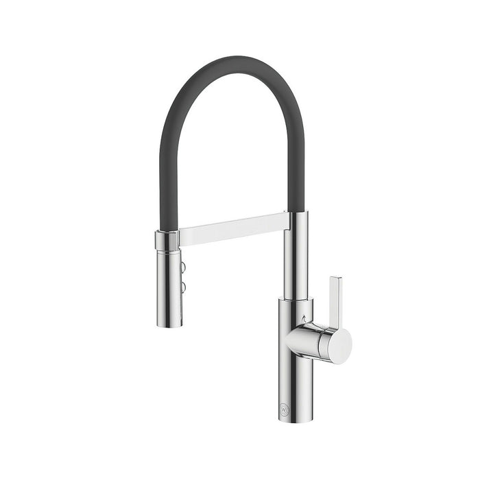 Kitchen Tap Pull Out Spray Mono Mixer Black Single Lever Deck Chrome Modern - Image 1