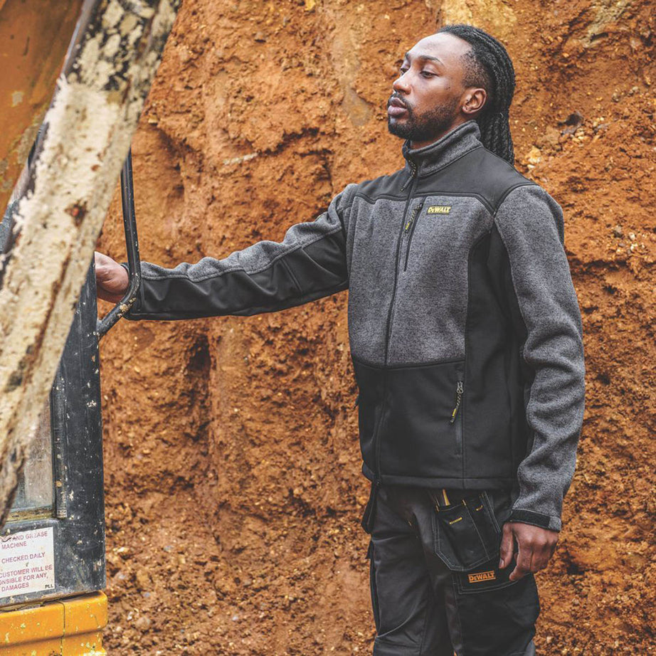 DEWALT Mens Work Fleece Jacket Grey Black Zipped Pockets X Large 49" Chest - Image 5