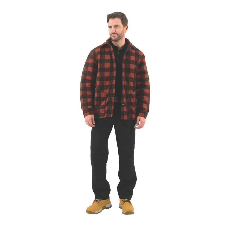 Site Fleece Shirt Jacket Long Sleeve 2 Pockets Red Black Small 46" Chest - Image 3