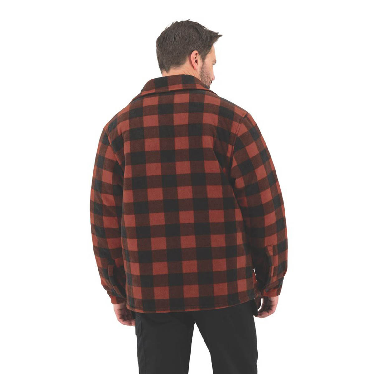 Site Fleece Shirt Jacket Long Sleeve 2 Pockets Red Black Small 46" Chest - Image 4