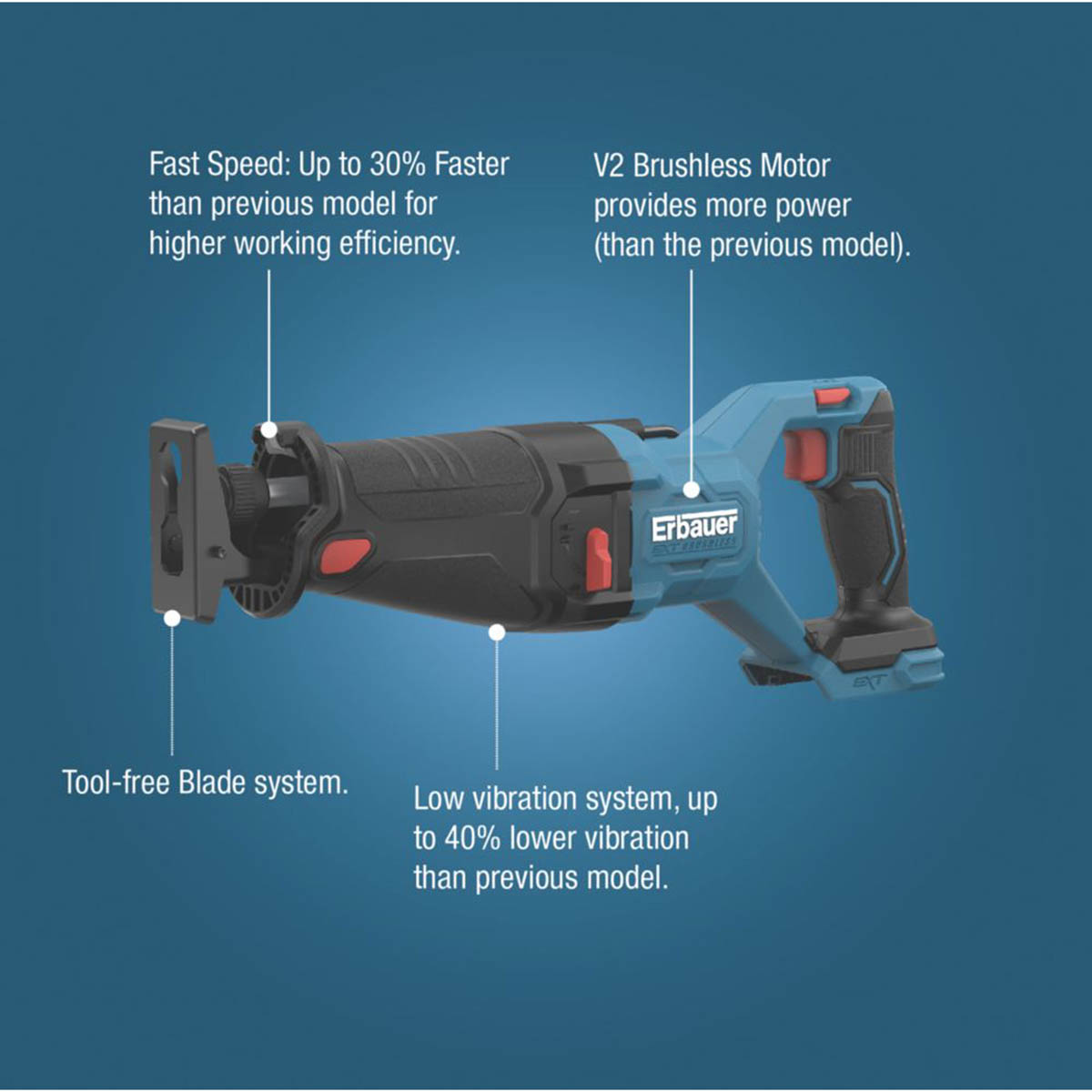 Erbauer Reciprocating Saw ERI1089RSP Cordless Compact 18V Li-Ion EXT Body Only - Image 4