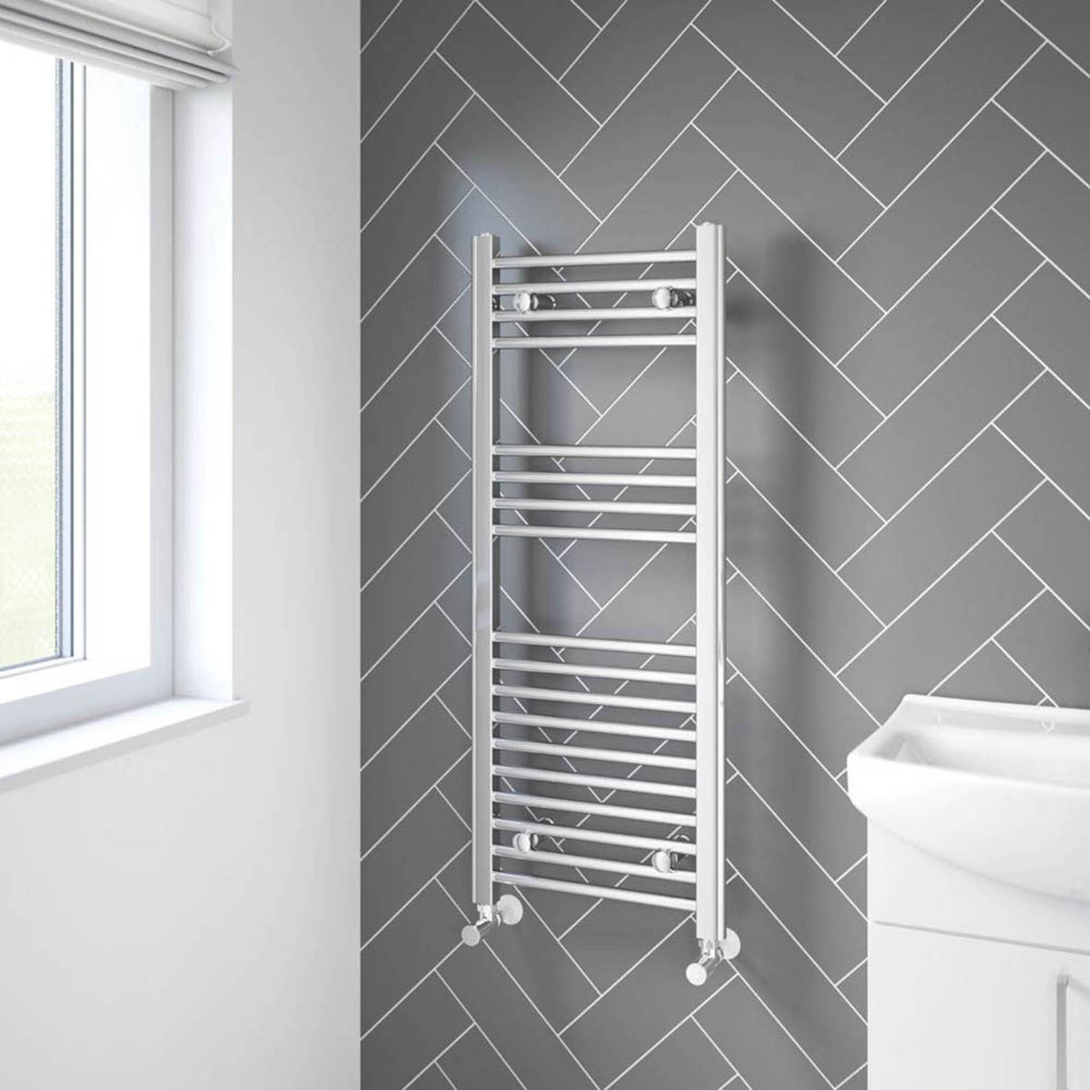 Bathroom Towel Rail Radiator Chrome Flat Warmer Ladder 237W (H)100x(W)40cm - Image 4