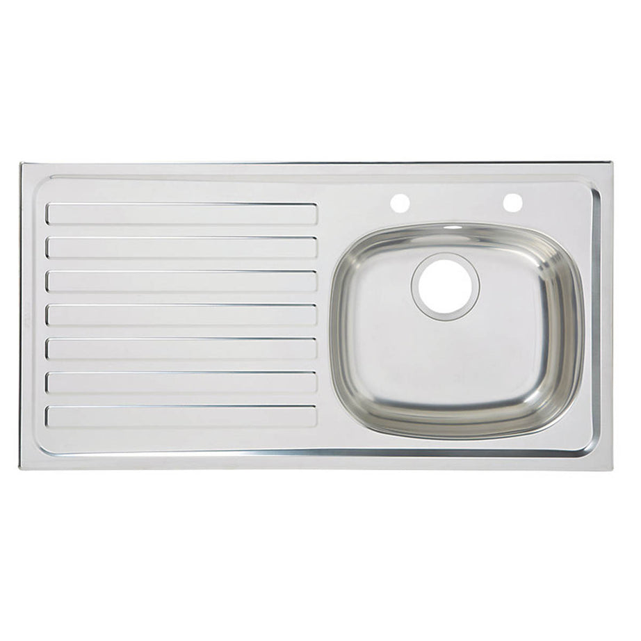 Kitchen Sink 1 Bowl Stainless Steel Left Hand Drainer Rectangular 940x490mm - Image 2