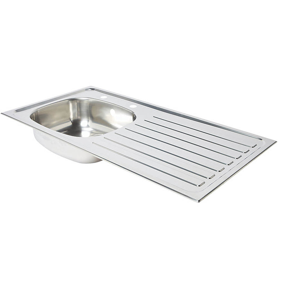 Kitchen Sink 1 Bowl Stainless Steel Left Hand Drainer Rectangular 940x490mm - Image 3