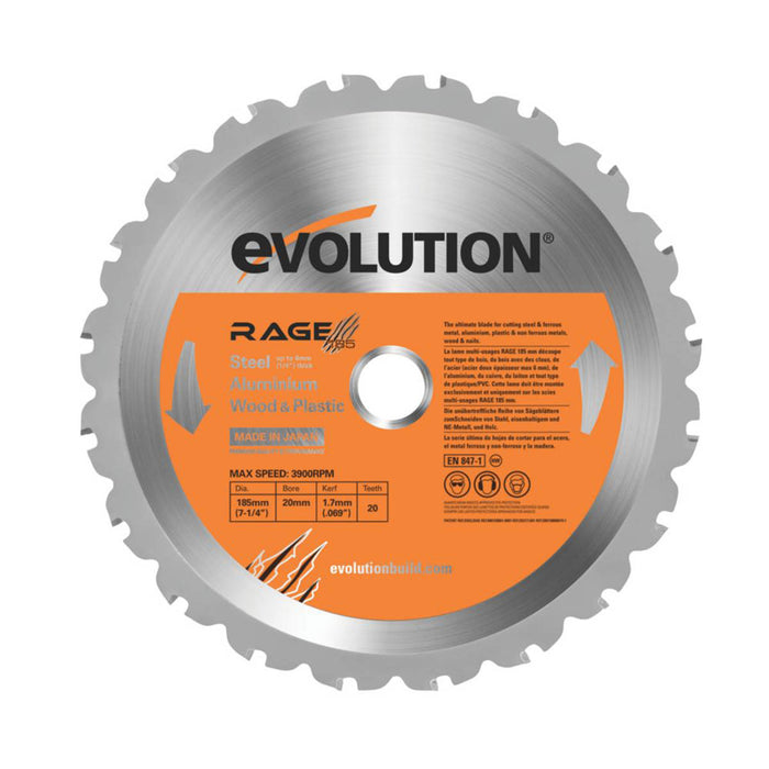 Evolution Circular Saw Blade General Purpose Cut Steel Aluminium Wood 185x20mm - Image 6