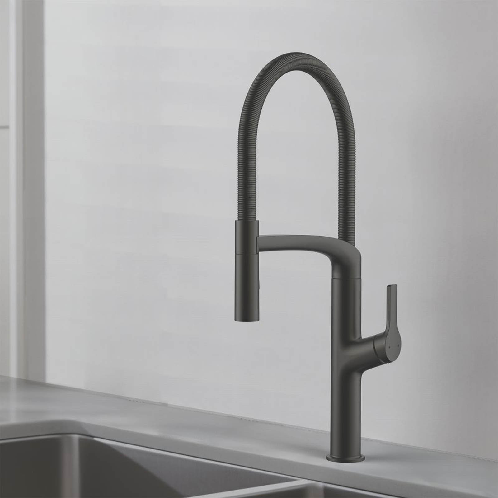 Swirl Boyne  Pull-Out Spray Mixer Kitchen Tap Titanium-Effect - Image 2