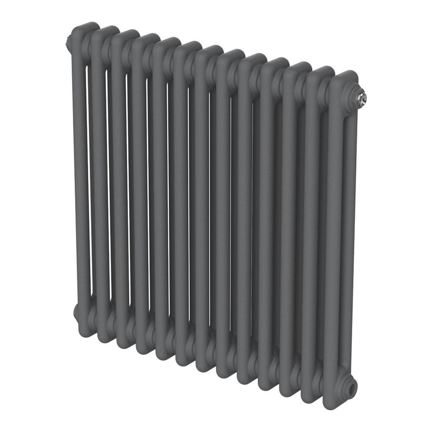Flomasta 2 Column Radiator Anthracite Horizontal Steel Classic (H)60 x(W)60.5cm - Image 1
