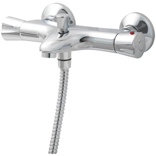 Bath Shower Mixer Tap Chrome Thermostatic 1/4 Turn Brass Contemporary Design - Image 1