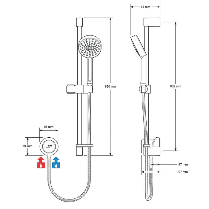 Mira Mixer Shower Thermostatic EV Rear- Fed Exposed Chrome Single Outlet 5 Bar - Image 4