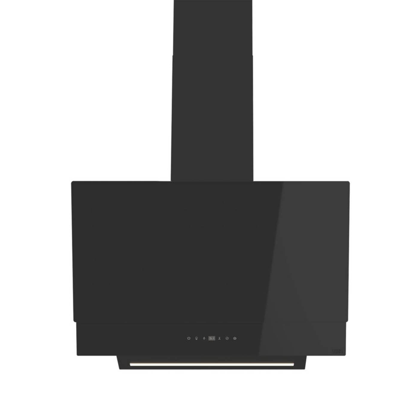 Cooke & Lewis Cooker Hood Angled Black Extracts Recirculates LED Touch 598mm - Image 1