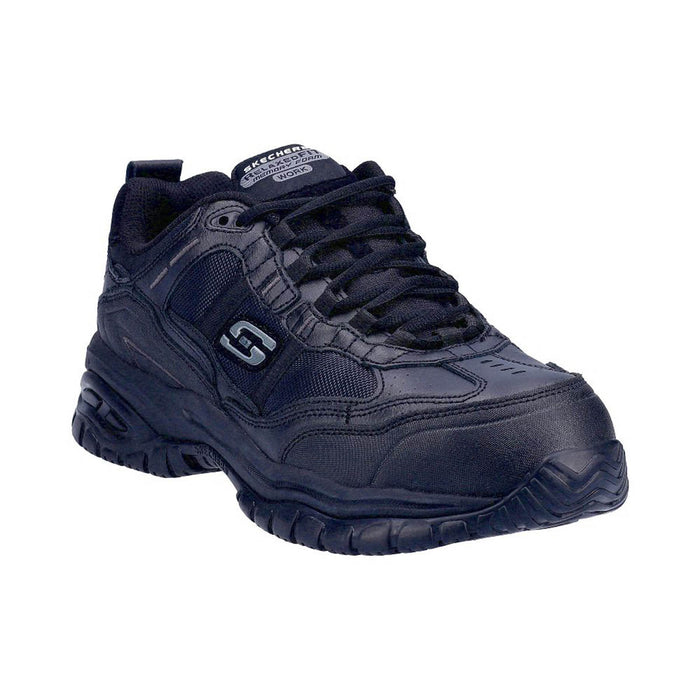 Skechers Safety Trainers Mens Black Leather Metal Free Composite Toe Cap Size 10 - Image 1