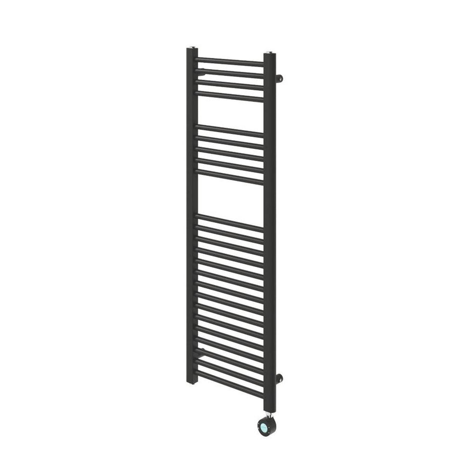 Flomasta Electric Towel Radiator Black Flat 1200mm x 400mm 1364BTU - Image 1