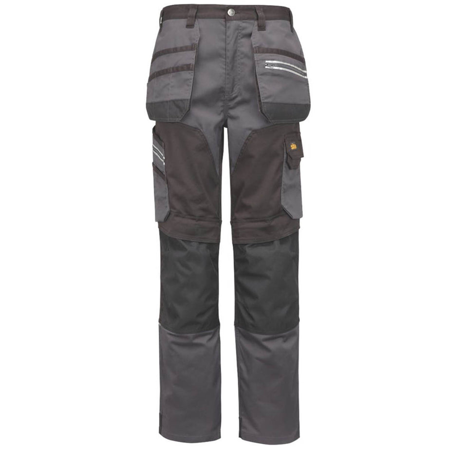Work Trousers Stretch Holster Mens Grey Black Regular Fit Multi Pocket 32"W 30"L - Image 1