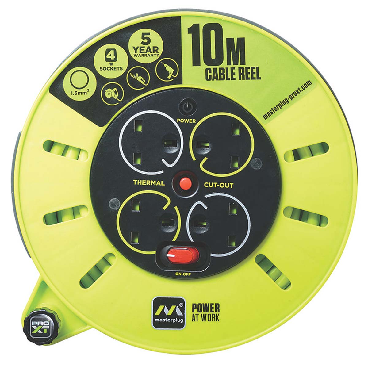 PRO XT Cassette Reel 4-Gang 10m CMU10134SL-XD 3-Core 13A 240V Heavy Duty - Image 6