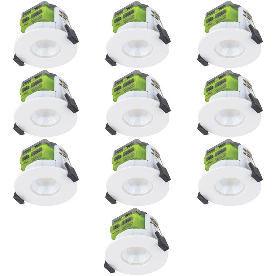 Luceco LED Downlights Bathroom Fixed Fire Rated Variable White Round 10 Pack - Image 1