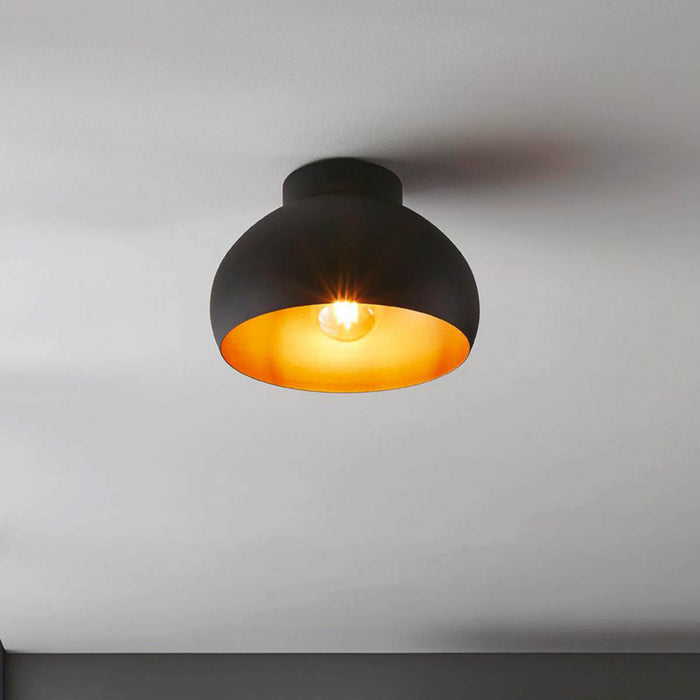 Ceiling Light Black/Copper Modern Domed Metal Lampshade Semi-Flush Indoor - Image 5