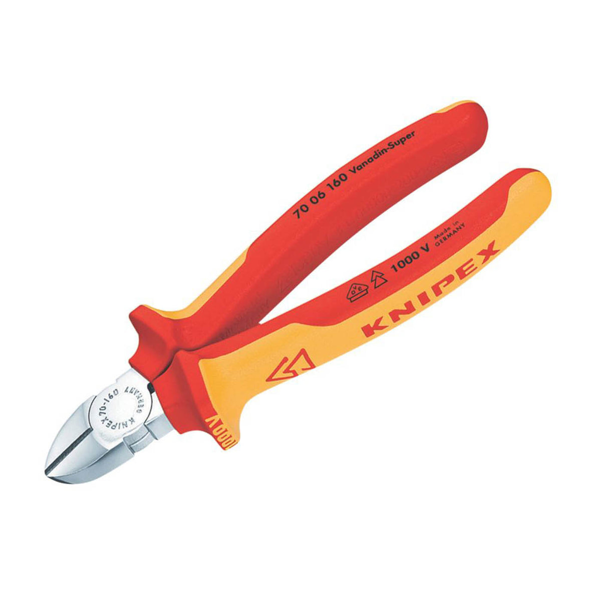 Knipex VDE Diagonal Cutters Induction Hardened Steel Jaws Comfort Grip 160mm - Image 1