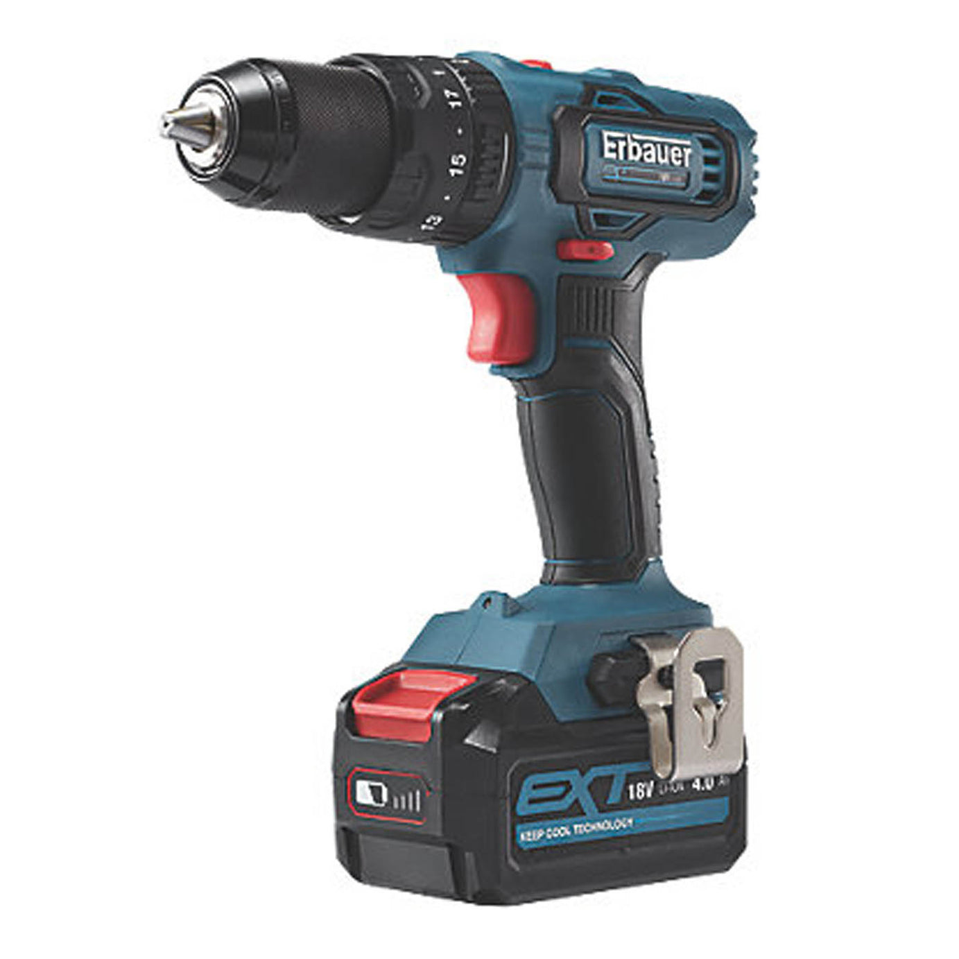 Erbauer Combi Drill Cordless EBCD18Li-2 Keyless Compact Li-Ion 4.0Ah Durable 18V - Image 1