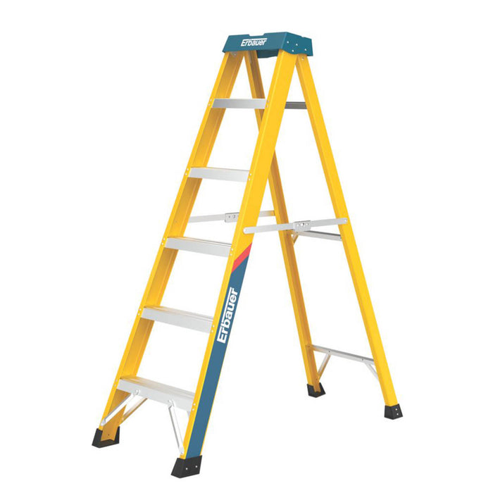 Erbauer Step Ladder 6 Step Fibreglass Swingback A Frame Anti-Slip 1.62m - Image 1