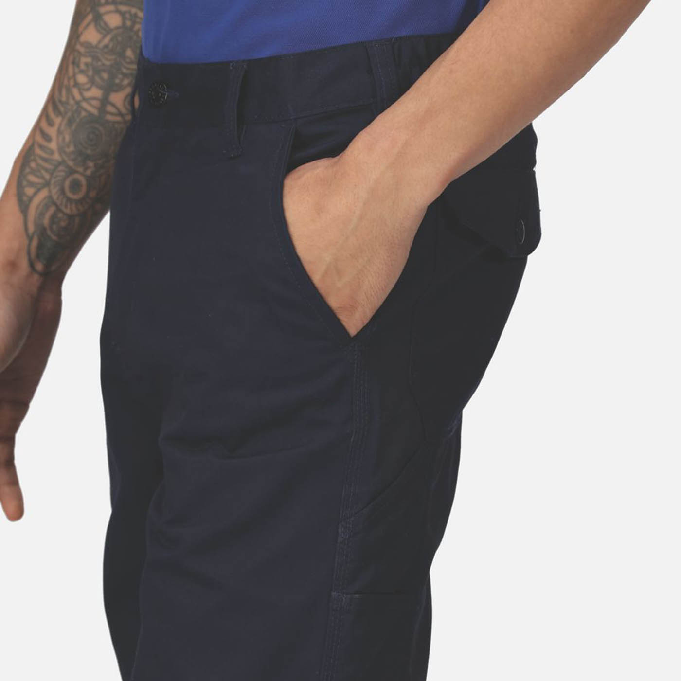 Regatta Mens Work Trousers Cargo 5 Pockets Navy Water Repellent 30" W 31" L - Image 6