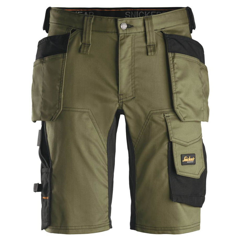 Snickers Work Shorts Mens Khaki Black Stretch Breathable Multi Pockets 36"W - Image 1