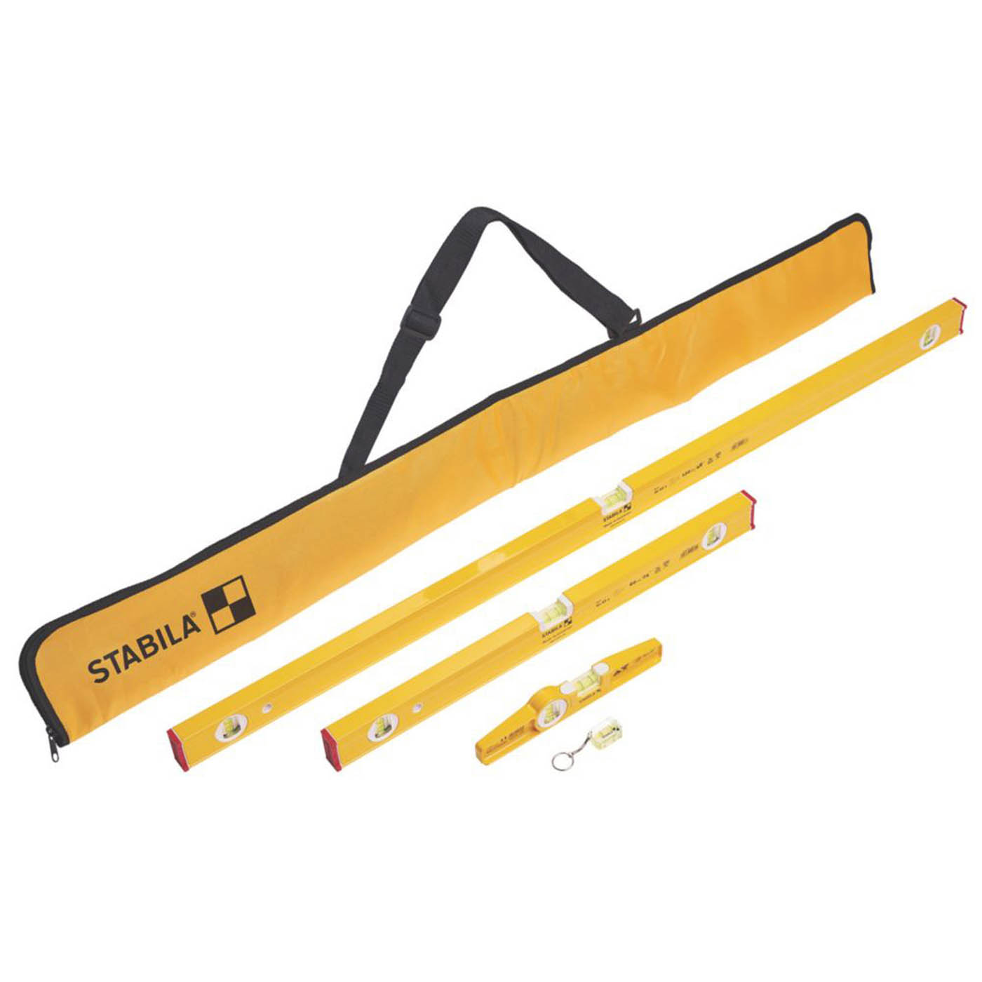 Stabila Spirit Level Set Aluminium Accurate Lightweight 4 Pieces Carry Case - Image 1