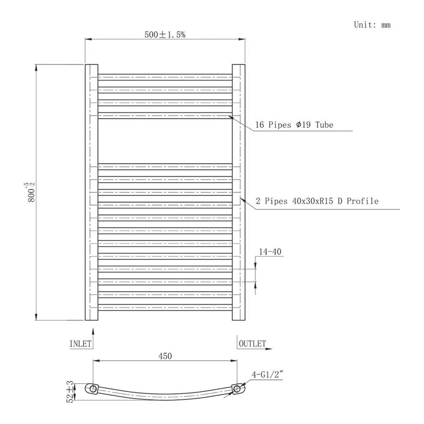 Flomasta Towel Rail Radiator White Curved Bathroom Warmer Ladder (H)80x(W)50cm - Image 5