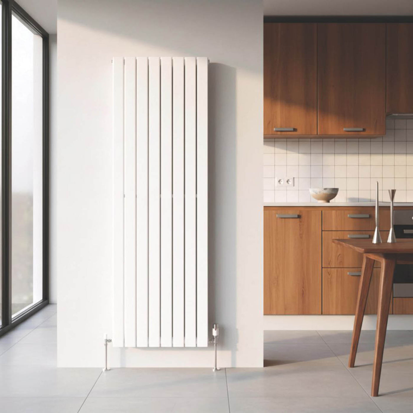 Flomasta Designer Radiator Heater White Vertical Double Panel 1800 x 608mm - Image 2