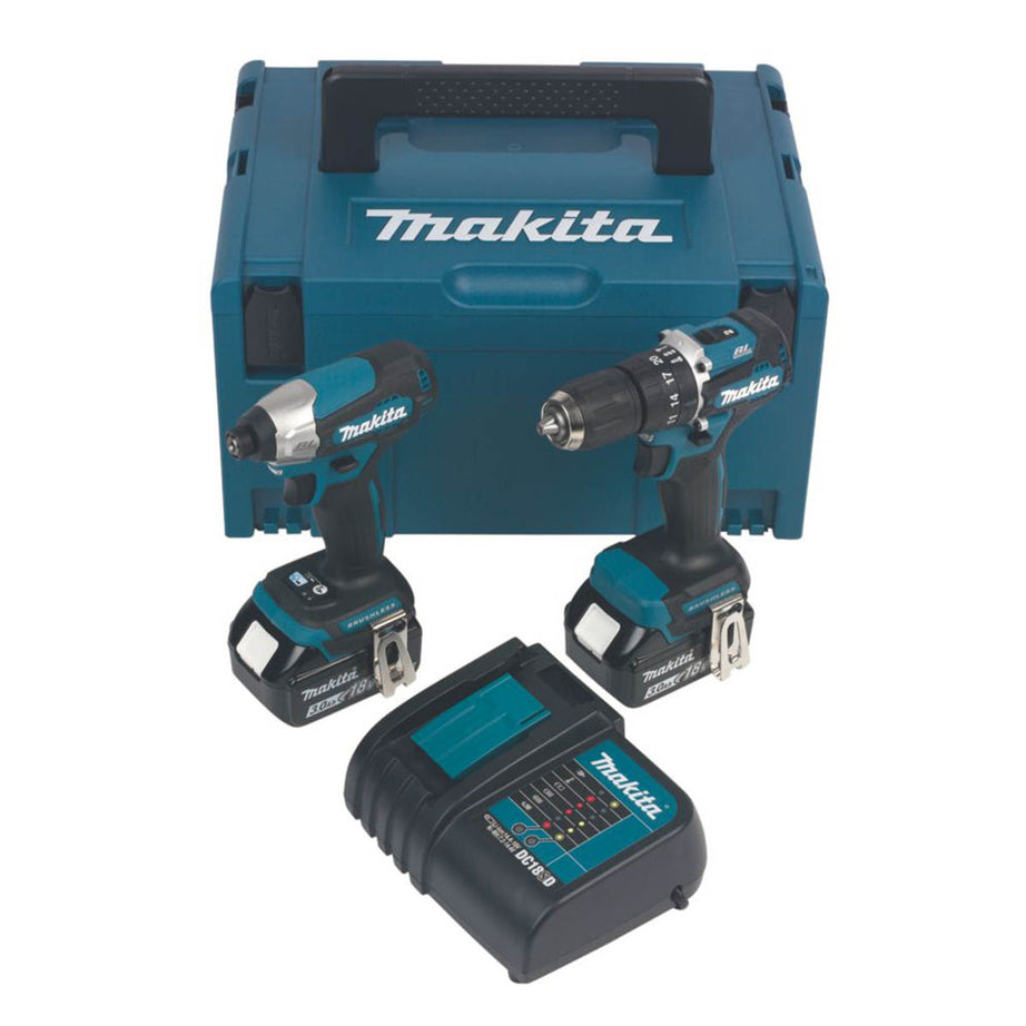 Makita DLX2414SJ 18V 2 x 3.0Ah Li-Ion LXT Brushless Cordless Twin Kit - Image 1