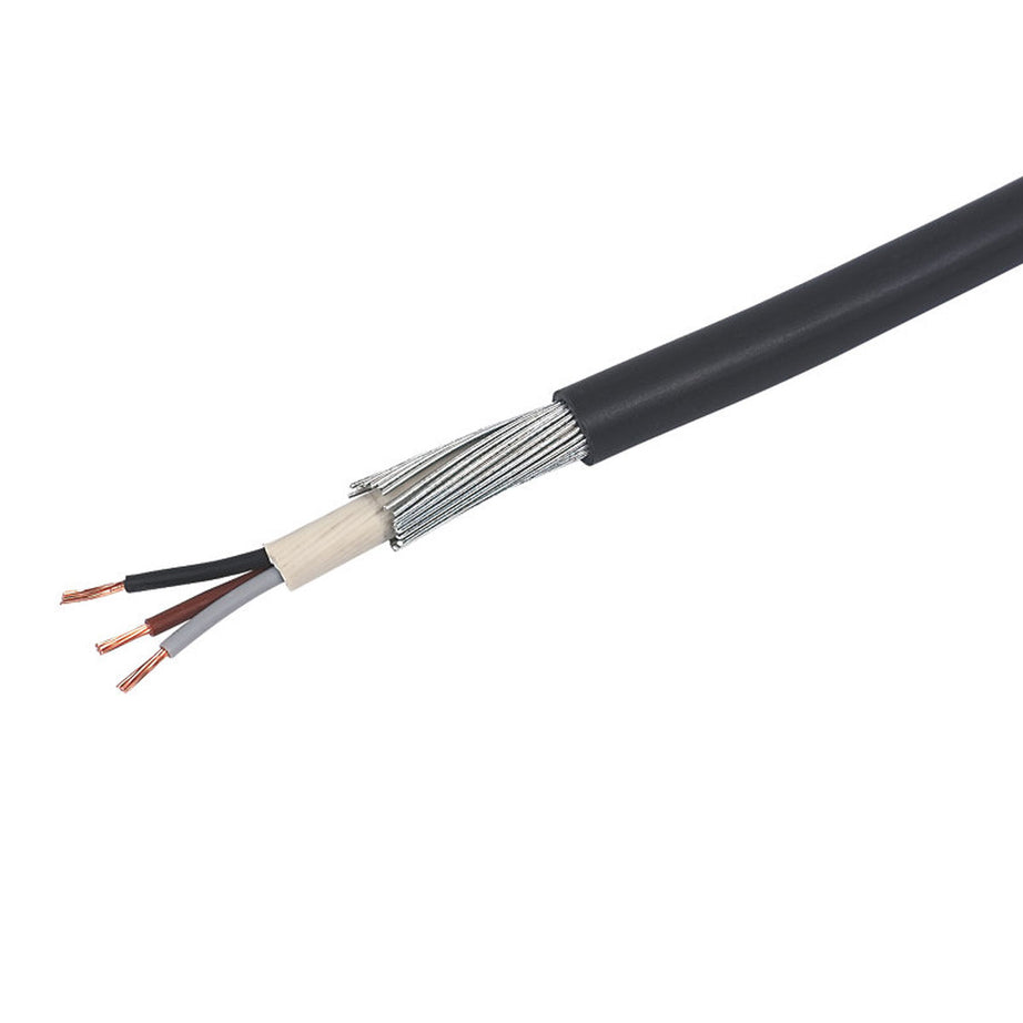 Armoured Wiring Cable PVC Sheated 3-Core 6mm² x 50m Rigid Bare Black Drum - Image 2
