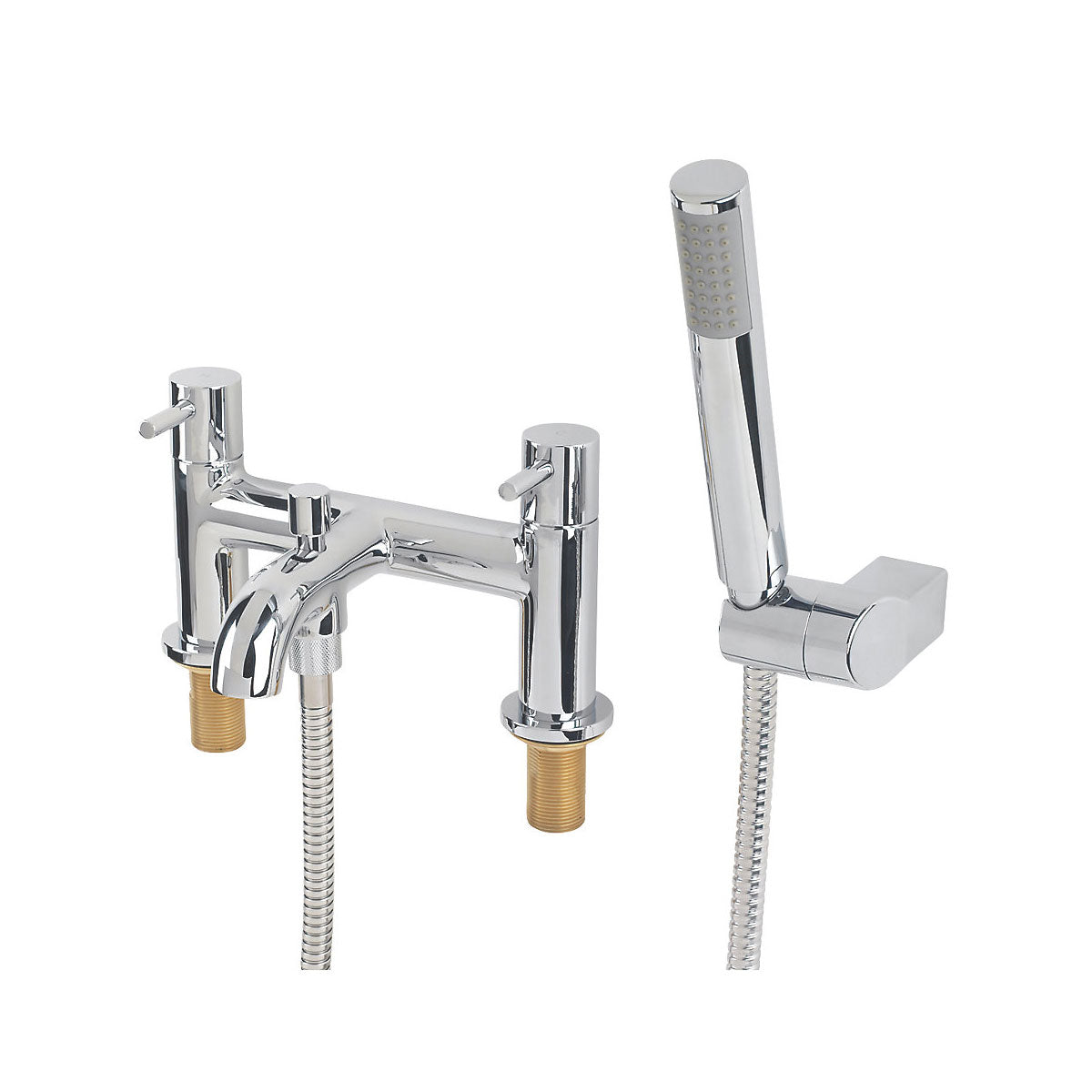 Swirl Bath Filler Tap Mixer With Hand Held Set Chrome Double Lever Bathroom - Image 1