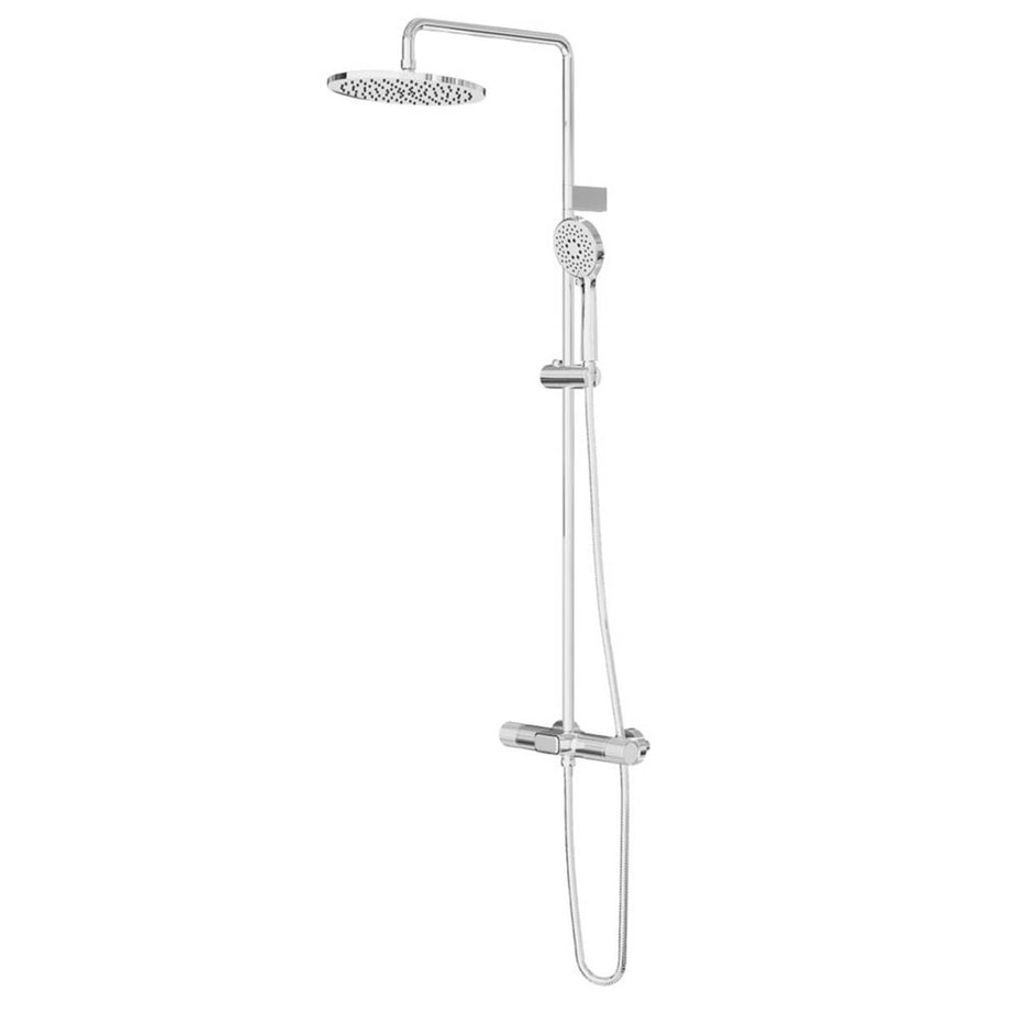 Swirl Thermostatic Mixer Shower Exposed Chrome 3 Spray Pattern Round Twin Head - Image 1