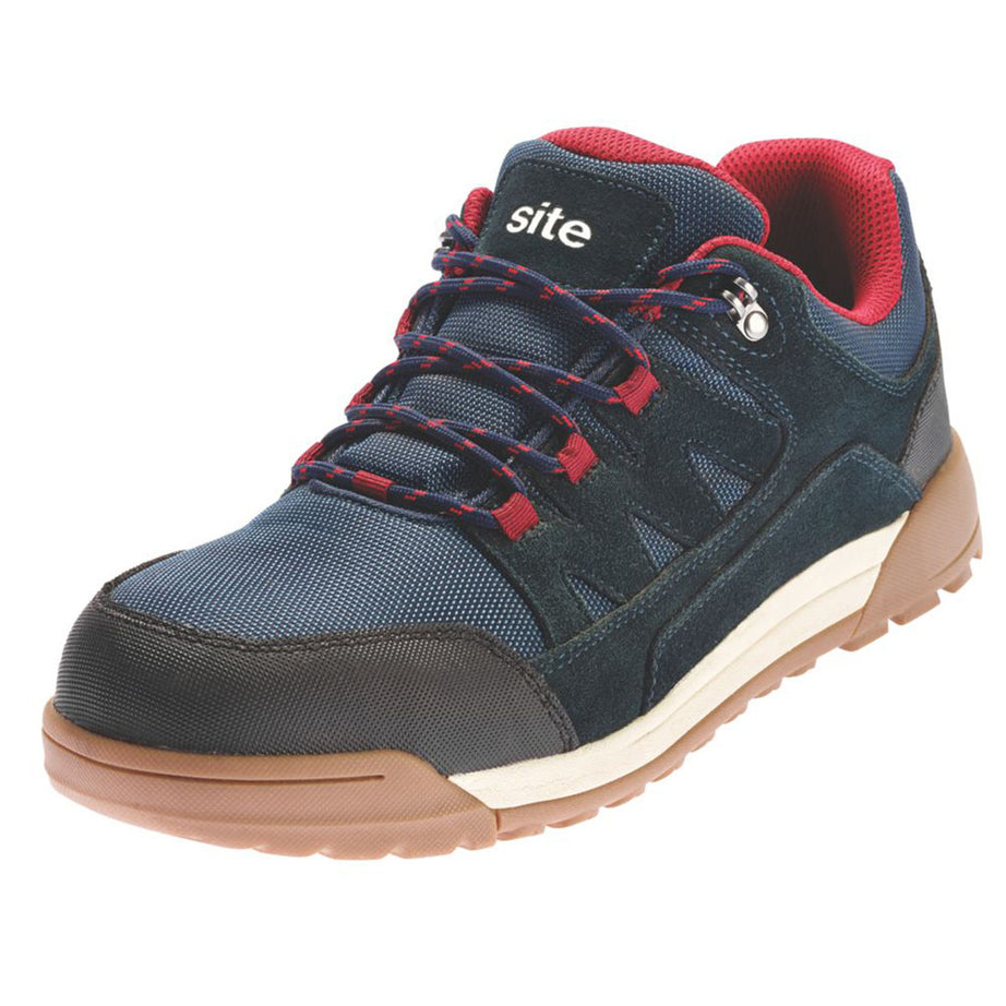 Site Safety Trainers Mens Standard Fit Navy Blue Red Leather Steel Toe Size 12 - Image 1