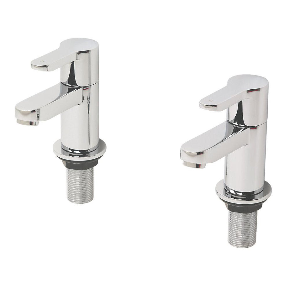 Bathroom Bath Pillar Taps Chrome Lever Deck-Mounted For High And Low Pressure - Image 2