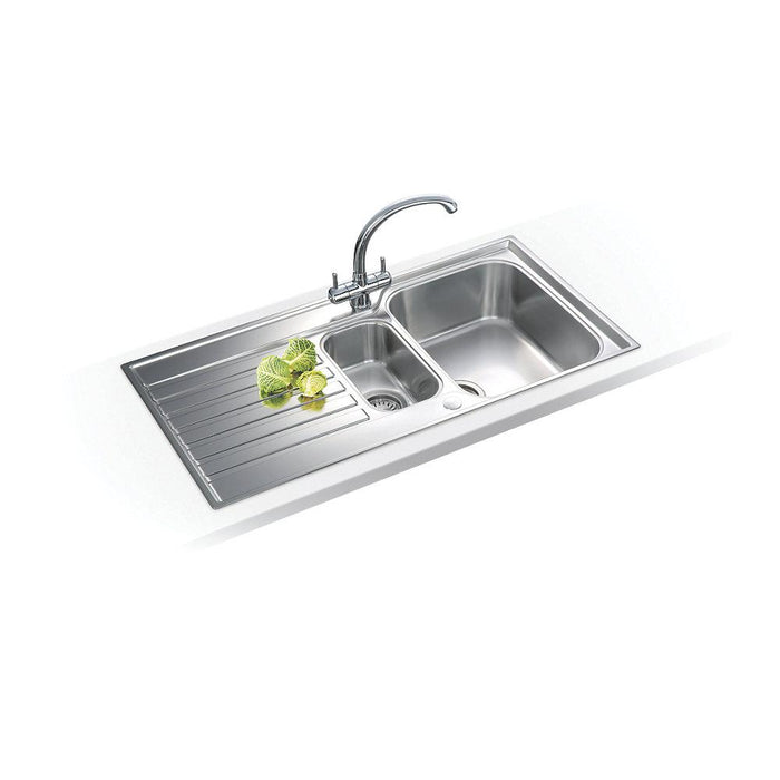 Kitchen Sink Inset Stainless Steel 1.5 Bowl Reversible Silk Drainer With Waste - Image 2