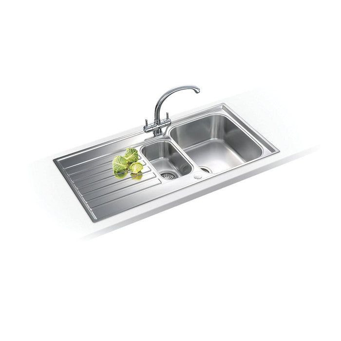 Kitchen Sink Inset Stainless Steel 1.5 Bowl Reversible Drainer With Waste - Image 2