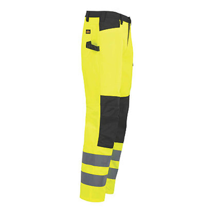 Hi Vis Mens Trouser Multi Pocket Yellow Multi Pockets Zip Durable W30 L32 - Image 2