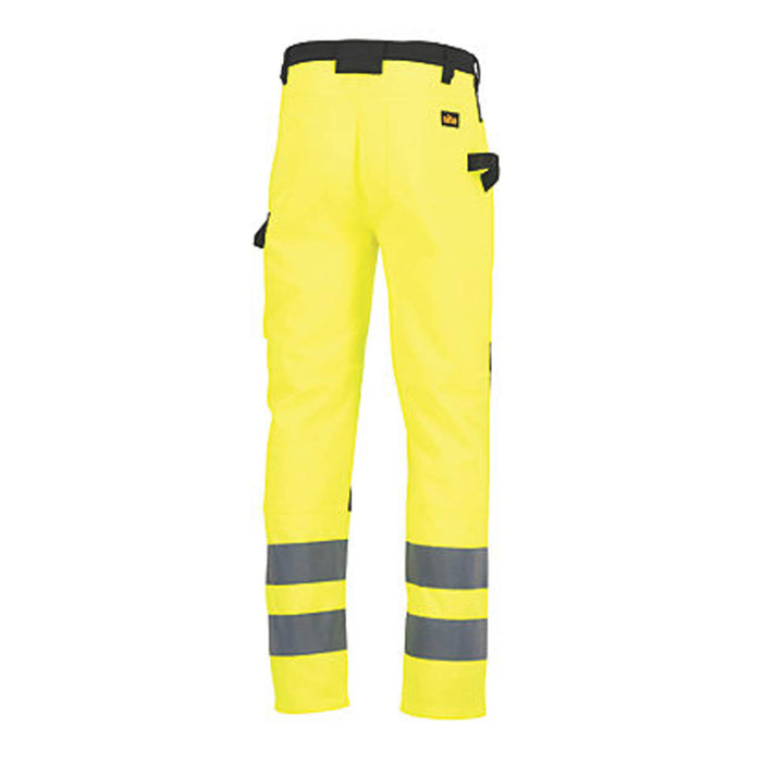 Hi Vis Mens Trouser Multi Pocket Yellow Multi Pockets Zip Durable W30 L32 - Image 4