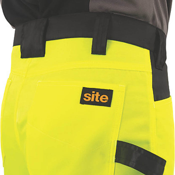 Hi Vis Mens Trouser Multi Pocket Yellow Multi Pockets Zip Durable W30 L32 - Image 5