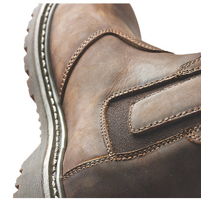 Site Safety Dealer Boots Mens Wide Fit Brown Leather Work Shoes Steel Toe Size 9 - Image 7