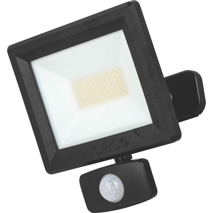 Luceco Essence Outdoor LED Floodlight with Ball Joint With PIR Sensor Black 30W 3000lm - Image 1