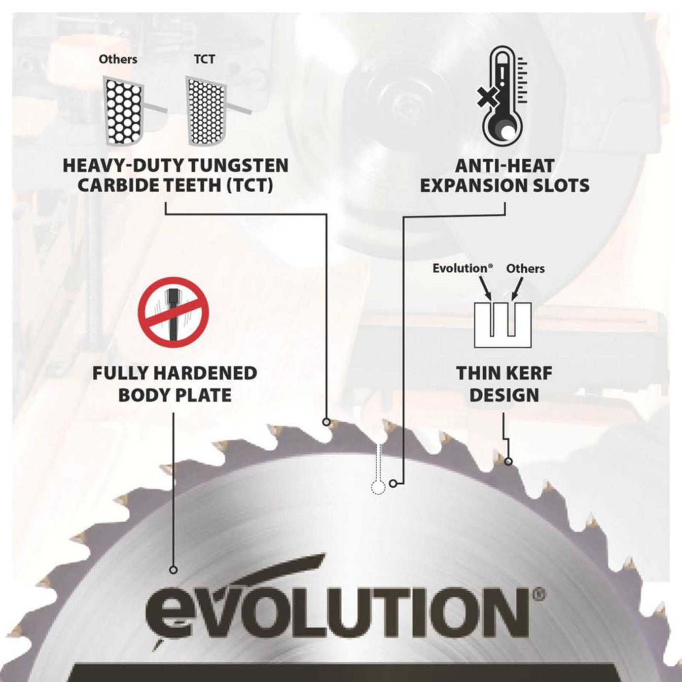 Evolution Circular Saw Blade 210x25.4mm FW210TCT-40 Fine Cut 40T For Wood - Image 4