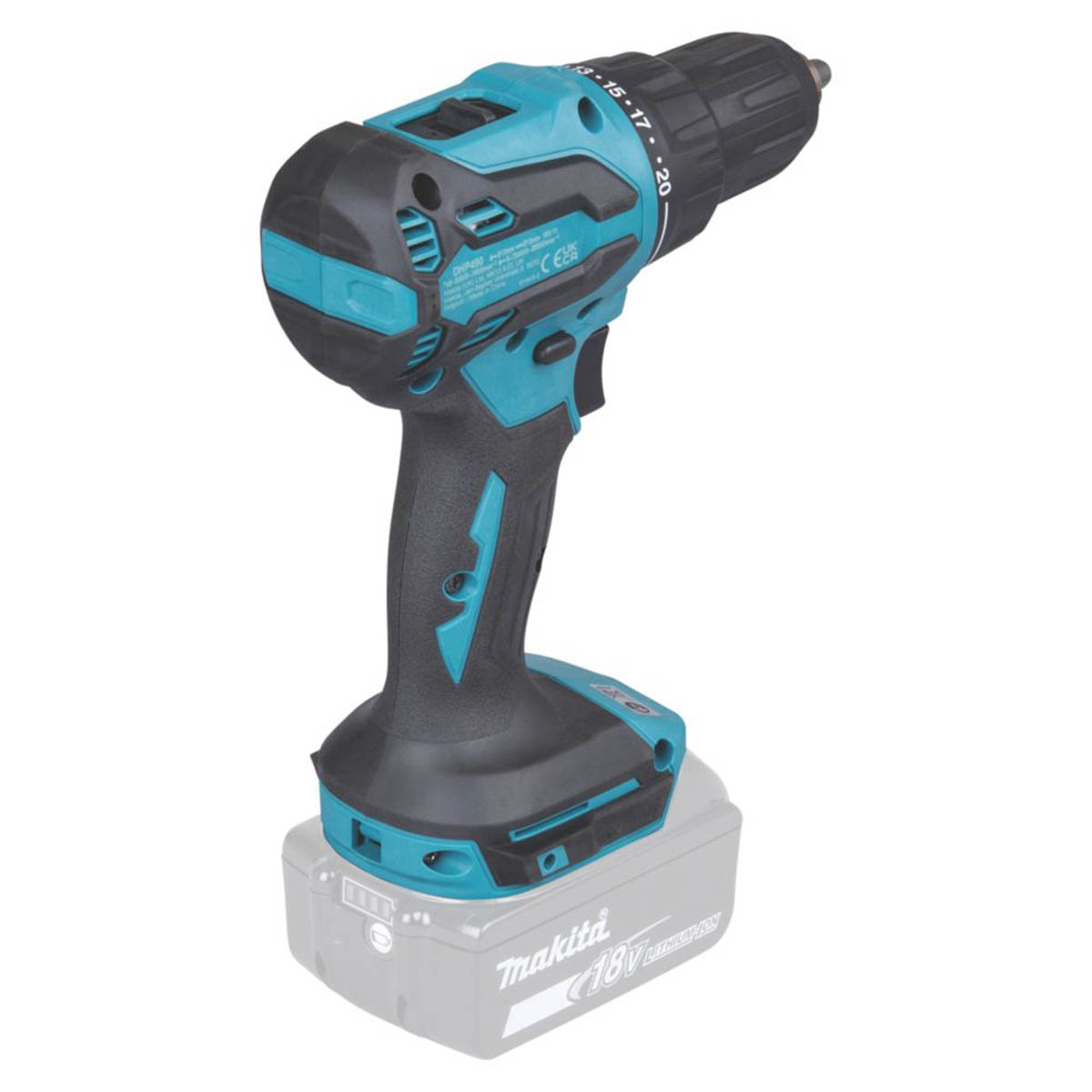 Makita Combi Drill Cordless 18V Li-Ion DHP490 Brushless Soft Grip Body Only - Image 5