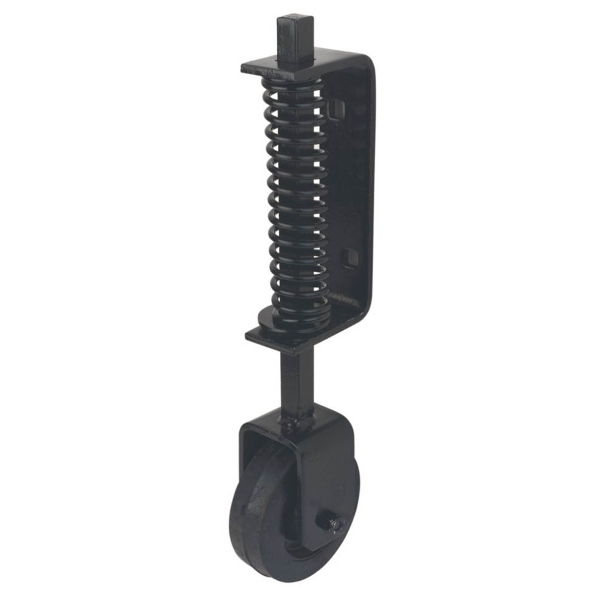 GateMate Gate Wheel Spring Loaded 100mm Galvanised Steel Black Heavy D ...